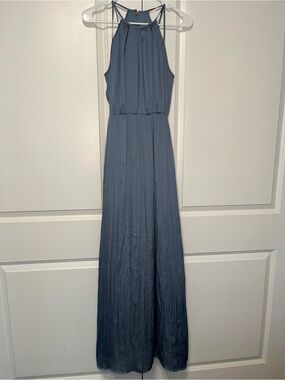 H&M Slate Blue Satin Feel Formal Dress